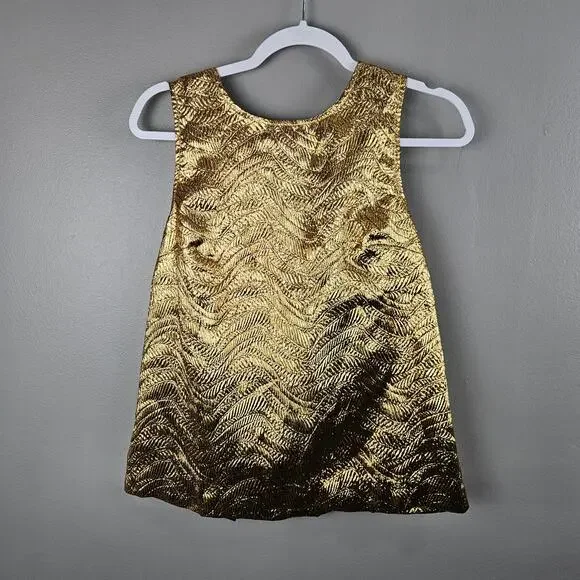 J.Crew Collection Metallic Gold Black Evening Blouse Tank Top Size XS - Picture 1 of 7